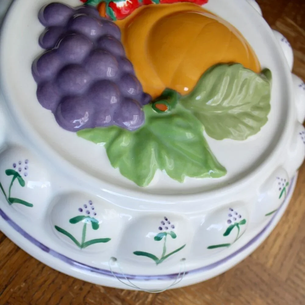 Vintage 80's Ceramic Fruit Floral Cake/Jello Mold Decorative Wall Hanging